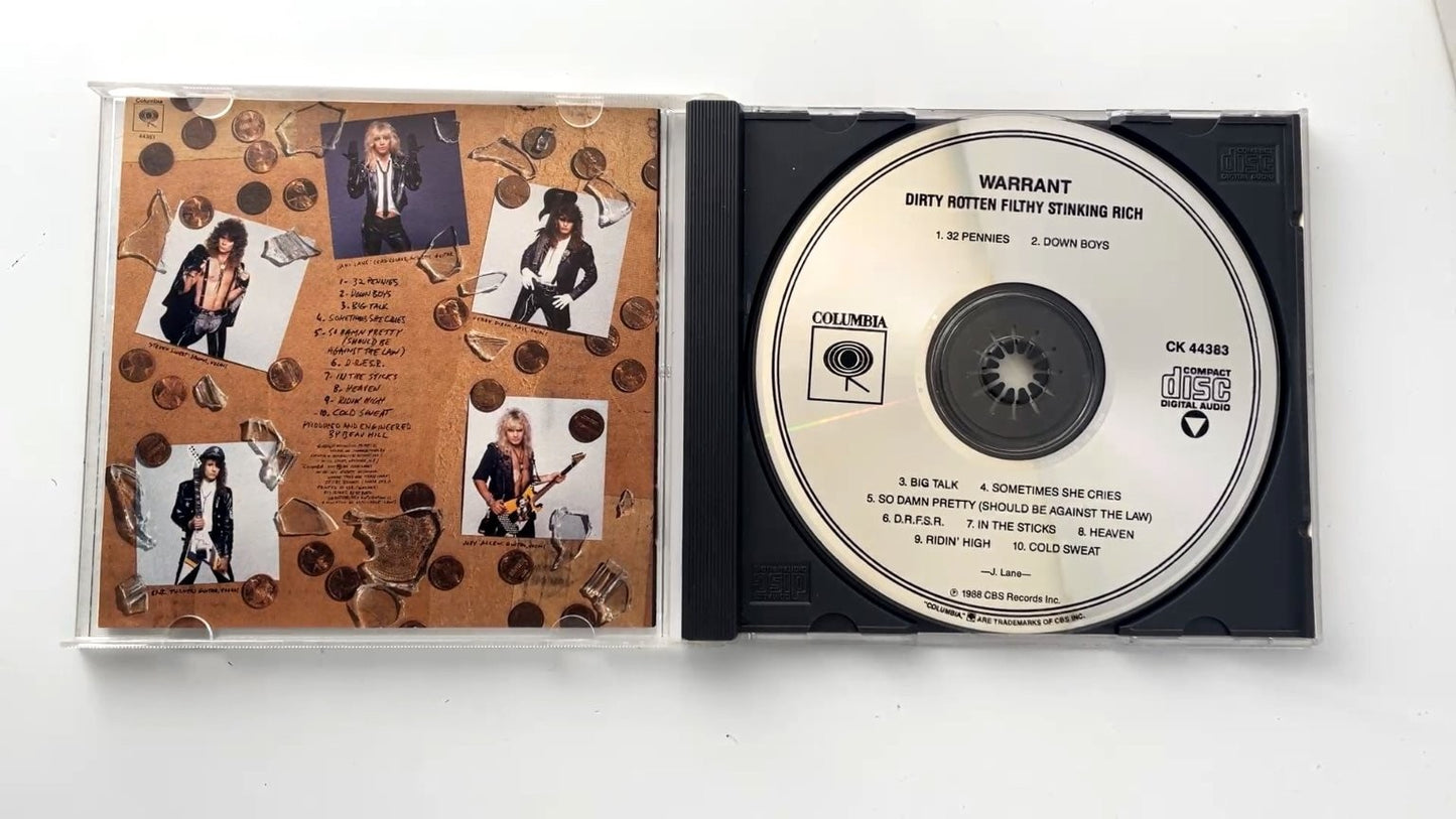 Warrant - Dirty Rotten Filthy Stinking Rich CD 1989 Glam Metal Columbia