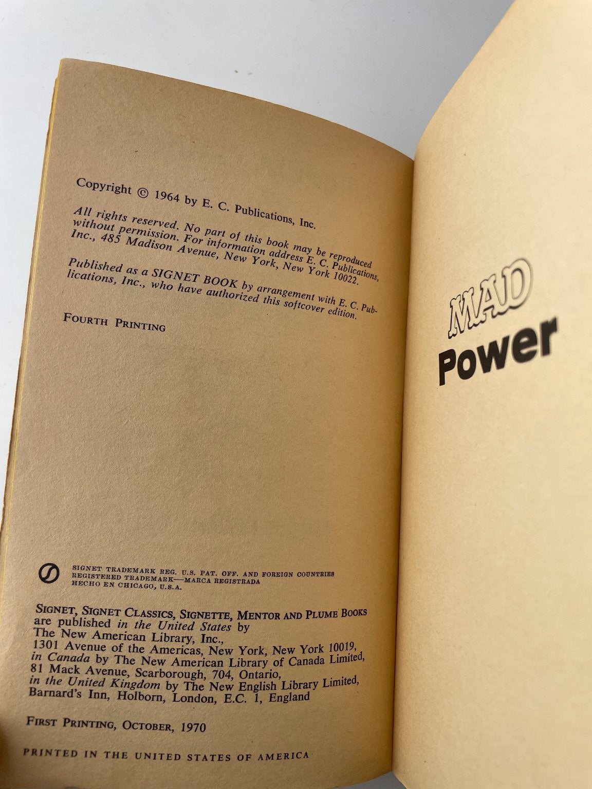 Mad Power Albert B. Feldstein 1970 Fourth Printing Humor Signet