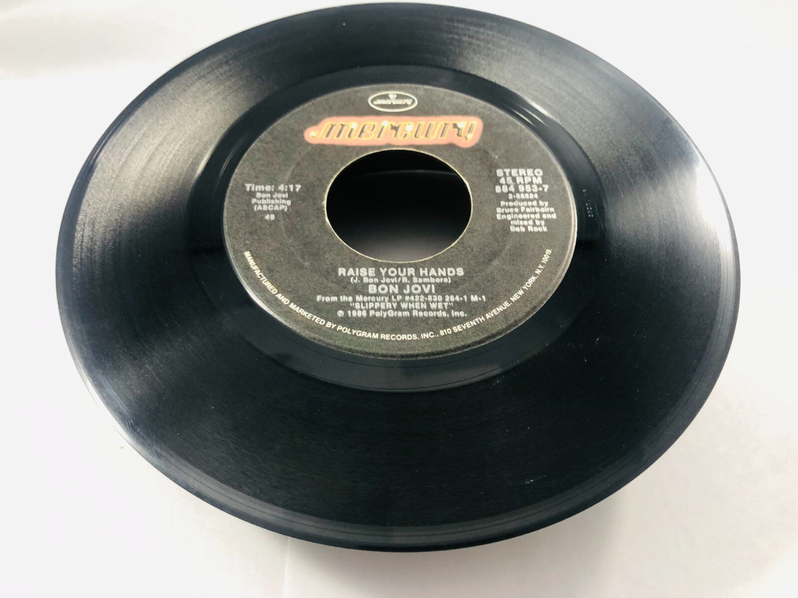 Rock 45 Bon Jovi - You Give Love A Bad Name  Raise Your Hands Vintage 80s single