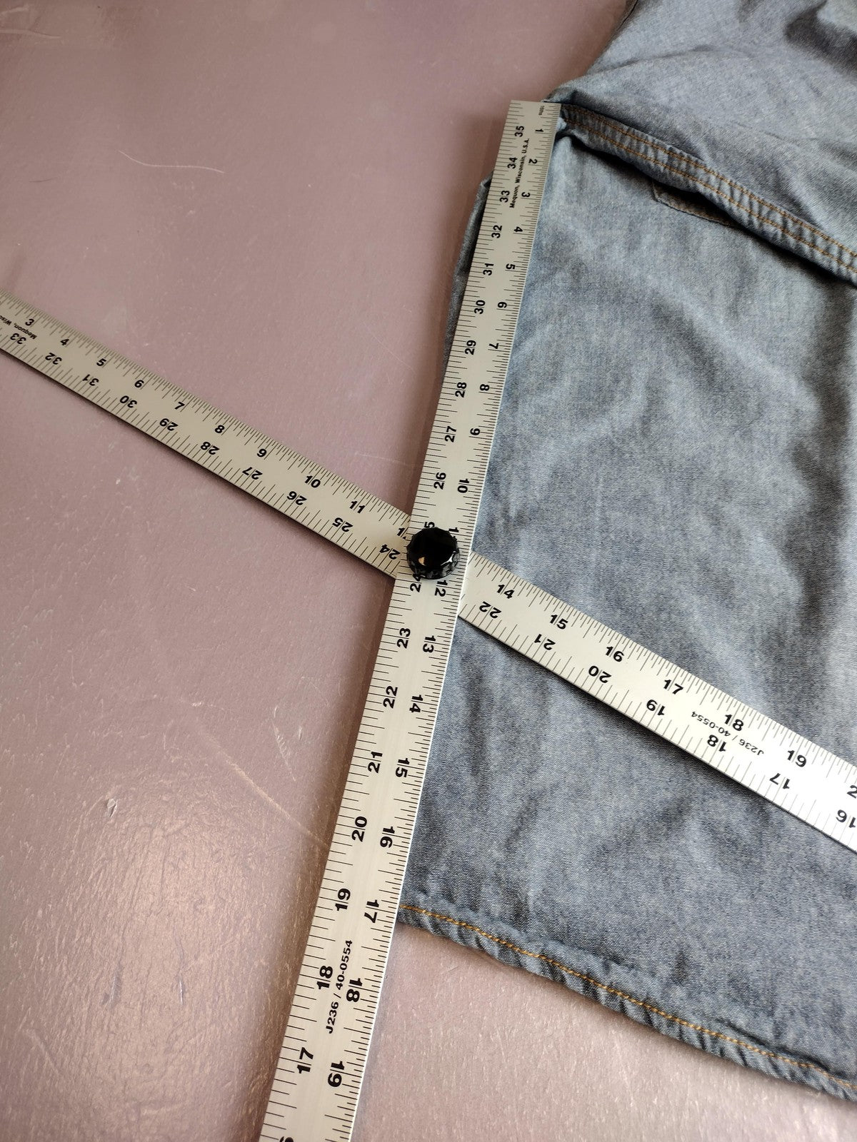 Key Shirt Mens XL Blue Chambray Western Snap Front Long Sleeve Workwear Cotton