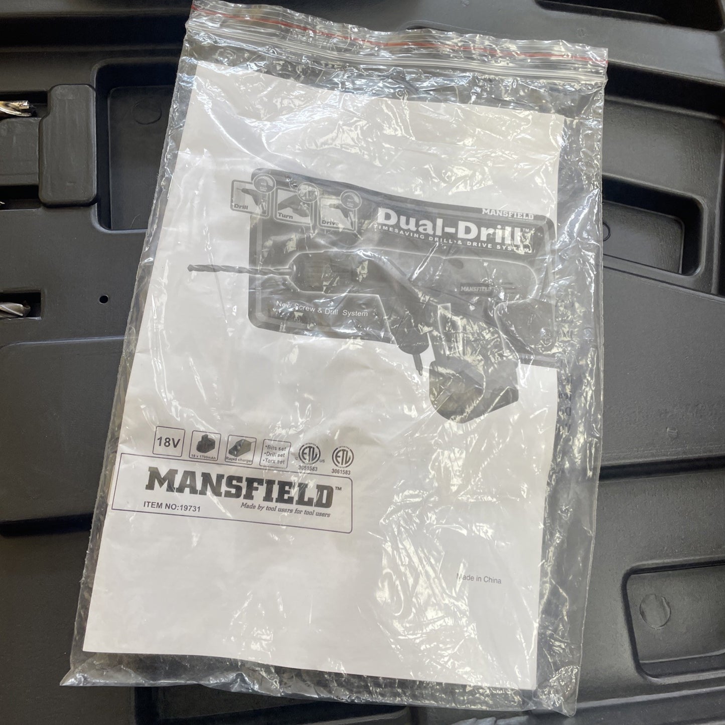MANSFIELD TOOLS DUAL DRILL 11-707  Comes With  Battery, Charger, Manual, Case