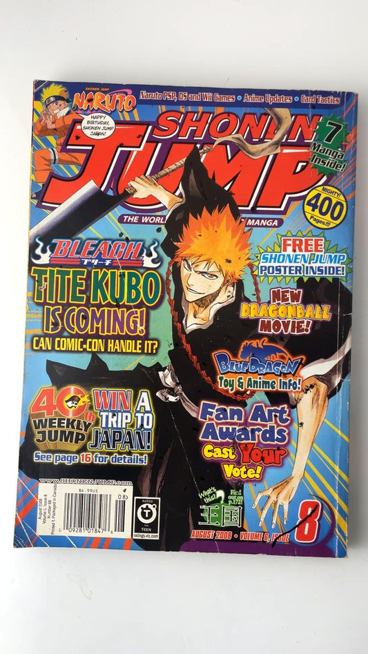 Shonen Jump Volume 6 Issue 8 August 2008 Illustrated Manga Magazine NO CARD