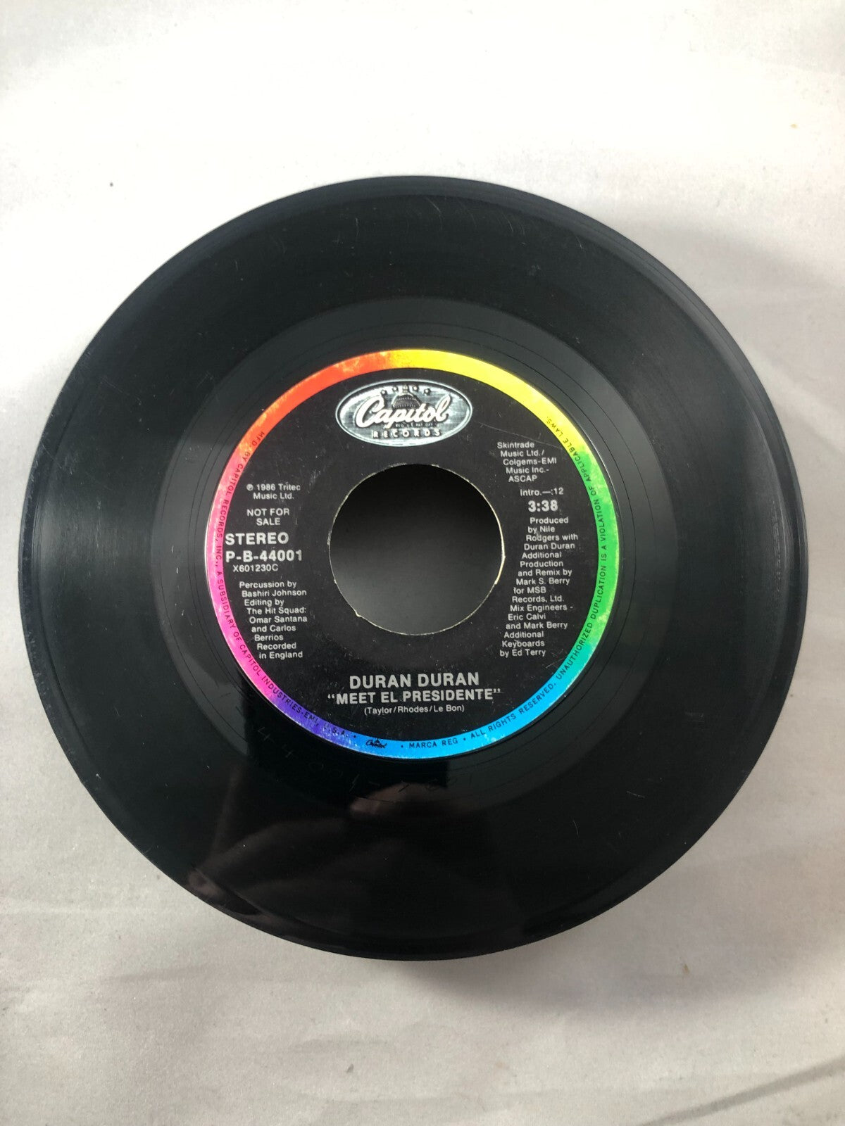 DURAN DURAN-MEET EL PRESIDENTE-7' 45 WHITE VINYL PROMO VG