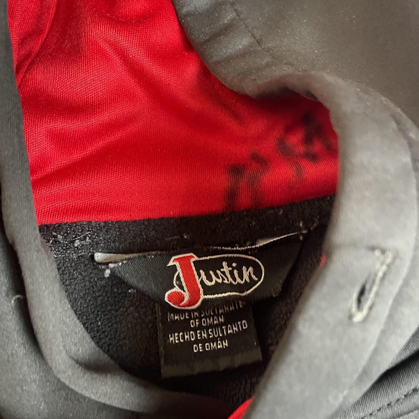 Justin Hoodie Mens 2XL Black Red Western Embroidered Logo Kangaroo Pocket