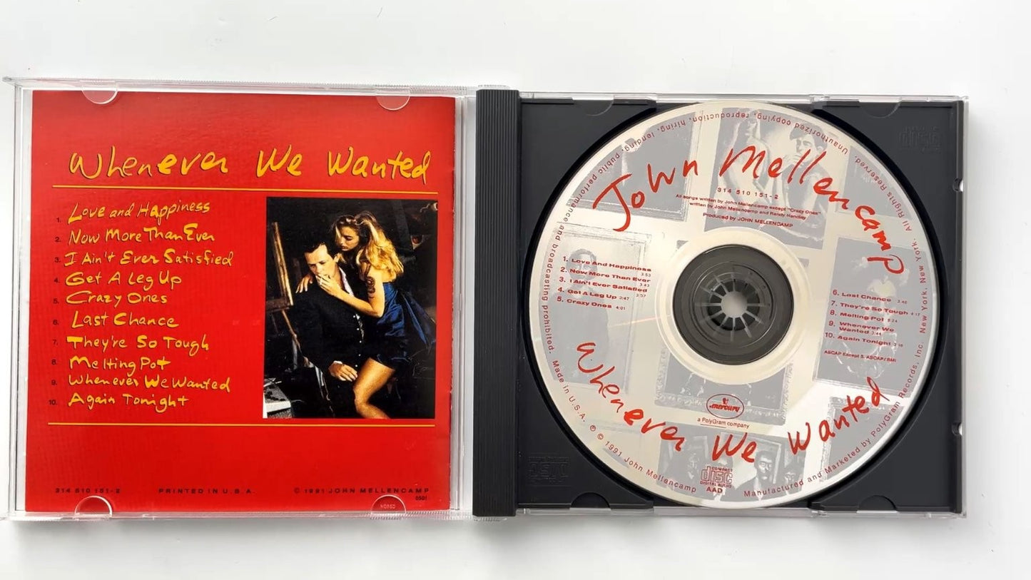 John Mellencamp - Whenever We Wanted CD 1991 Rock Mercury