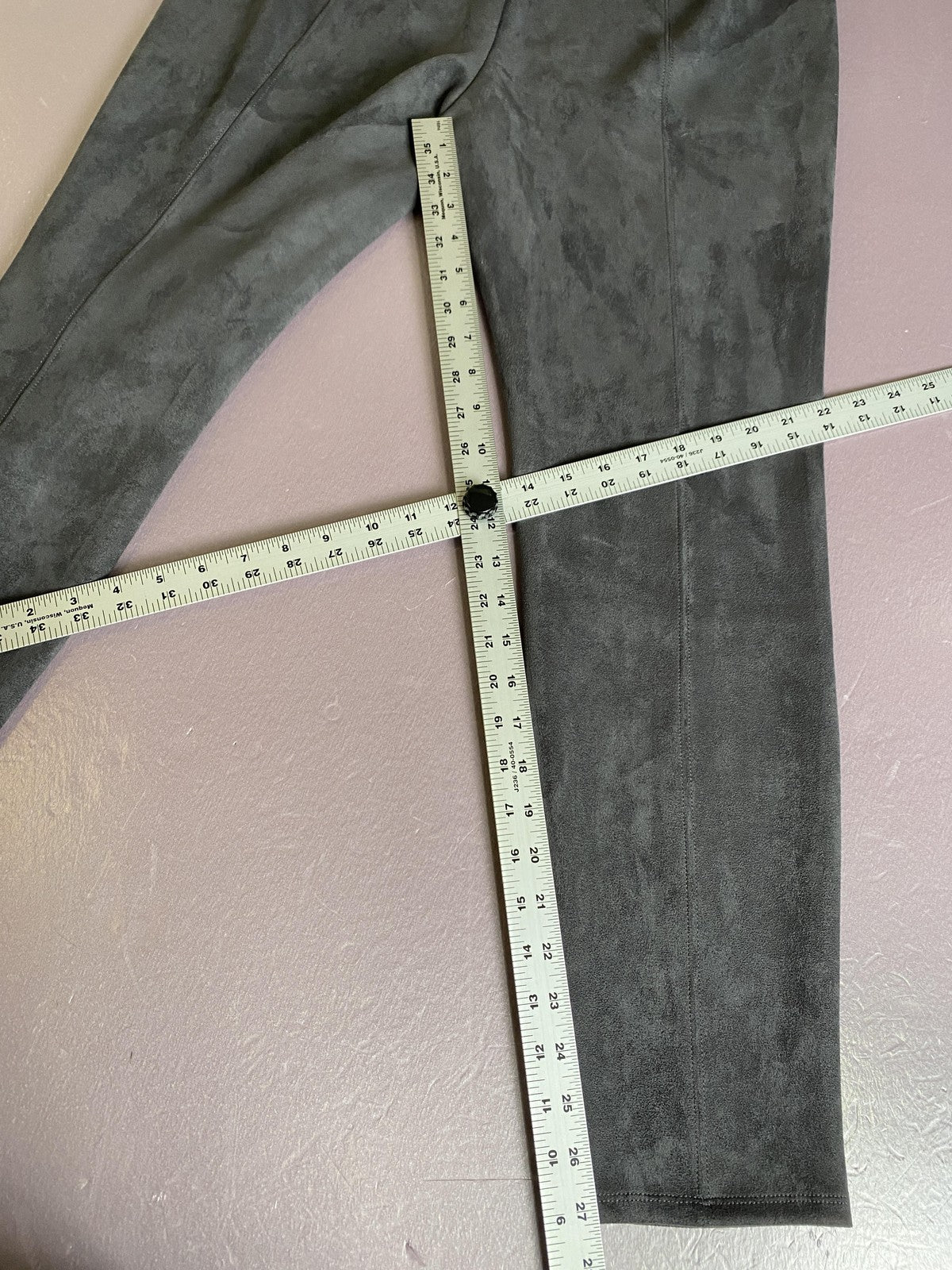 White House Black Market Leggings Womens 10 Gray Faux Suede High Rise Ankle