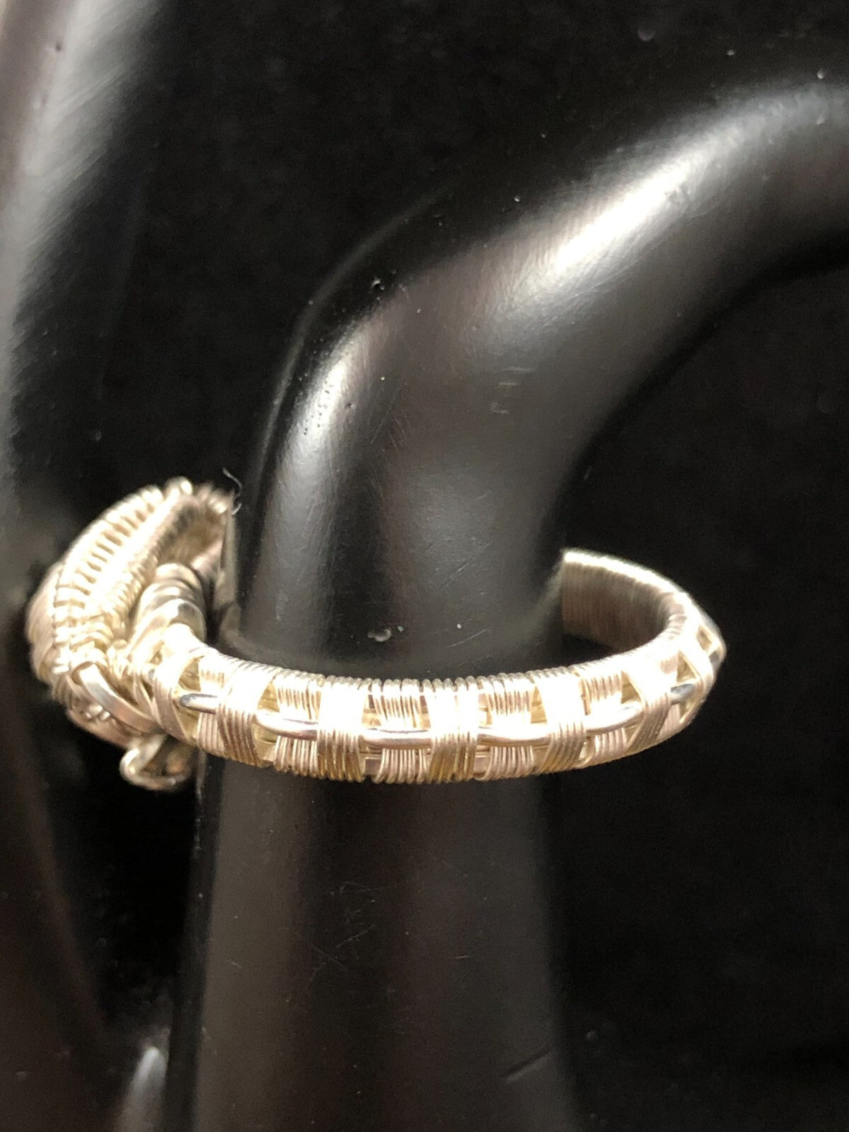 Herkimer Diamond Gemstone Ring in .999 Fine Silver Polished Wire Wrap size 9