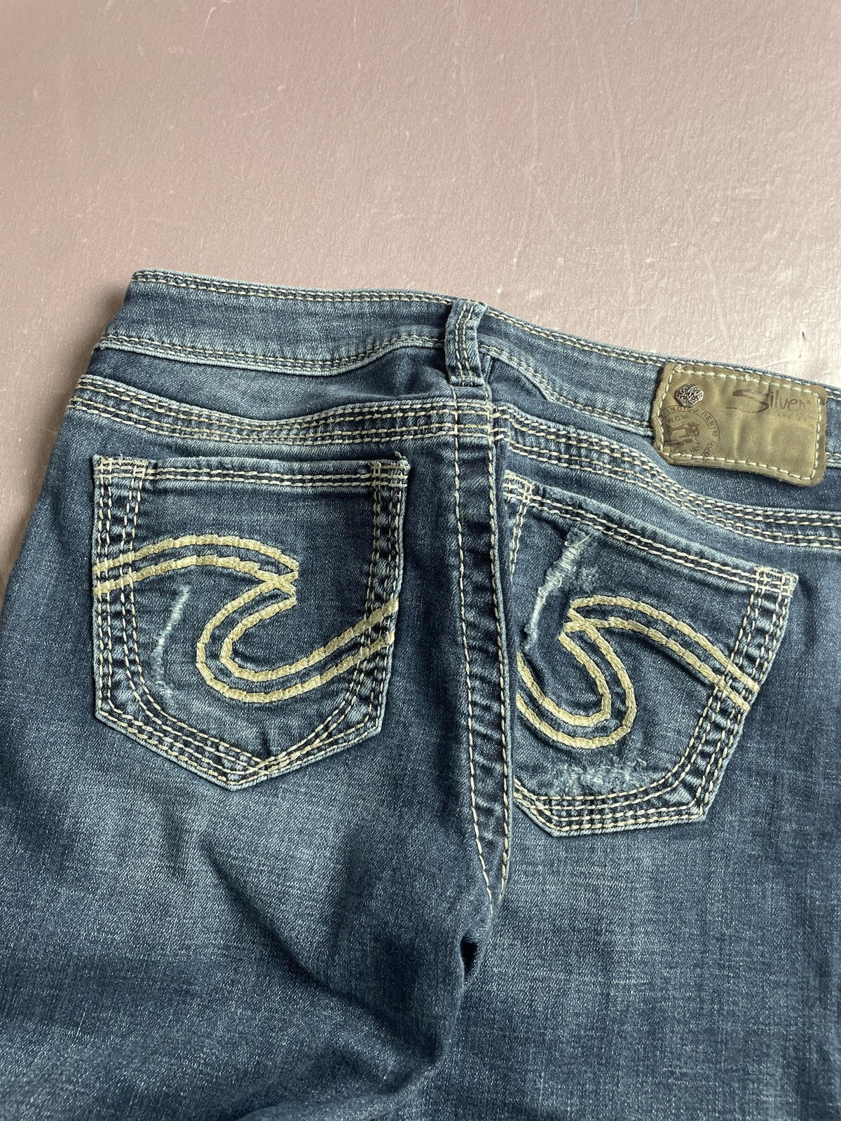 Silver Jeans Co Jeans Womens W27 L31 Blue Tuesday Skinny Distressed Embroidered