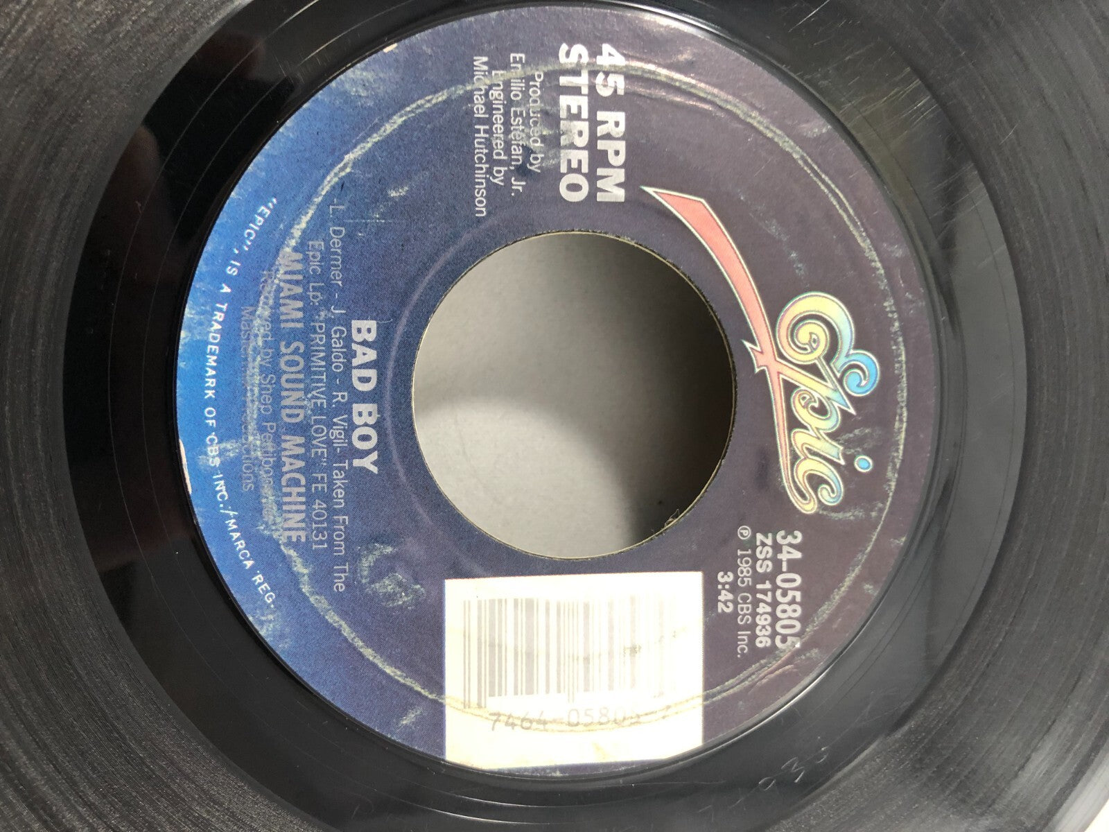 MIAMI SOUND MACHINE - BAD BOY / Surrender Paradise - 45 WPS - VG