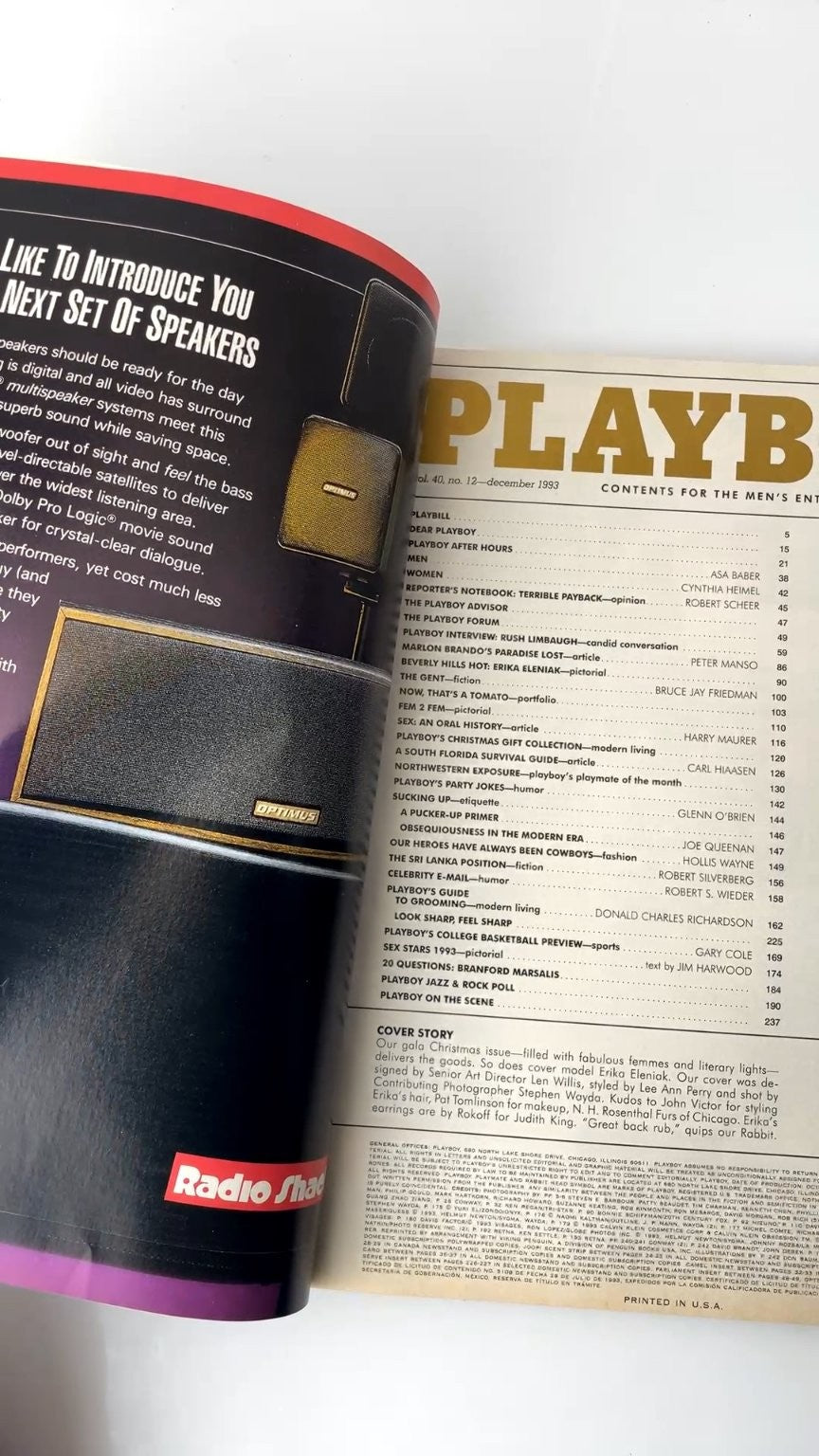 Playboy December 1993 Erika Eleniak Rush Limbaugh Interview