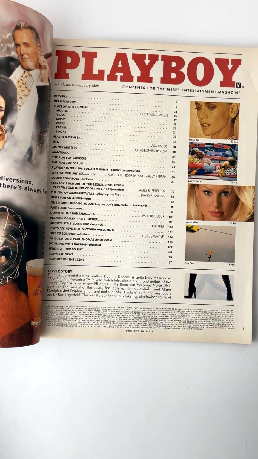 Playboy February 1998 Daphne Deckers Conan O'Brien Interview Illustrated