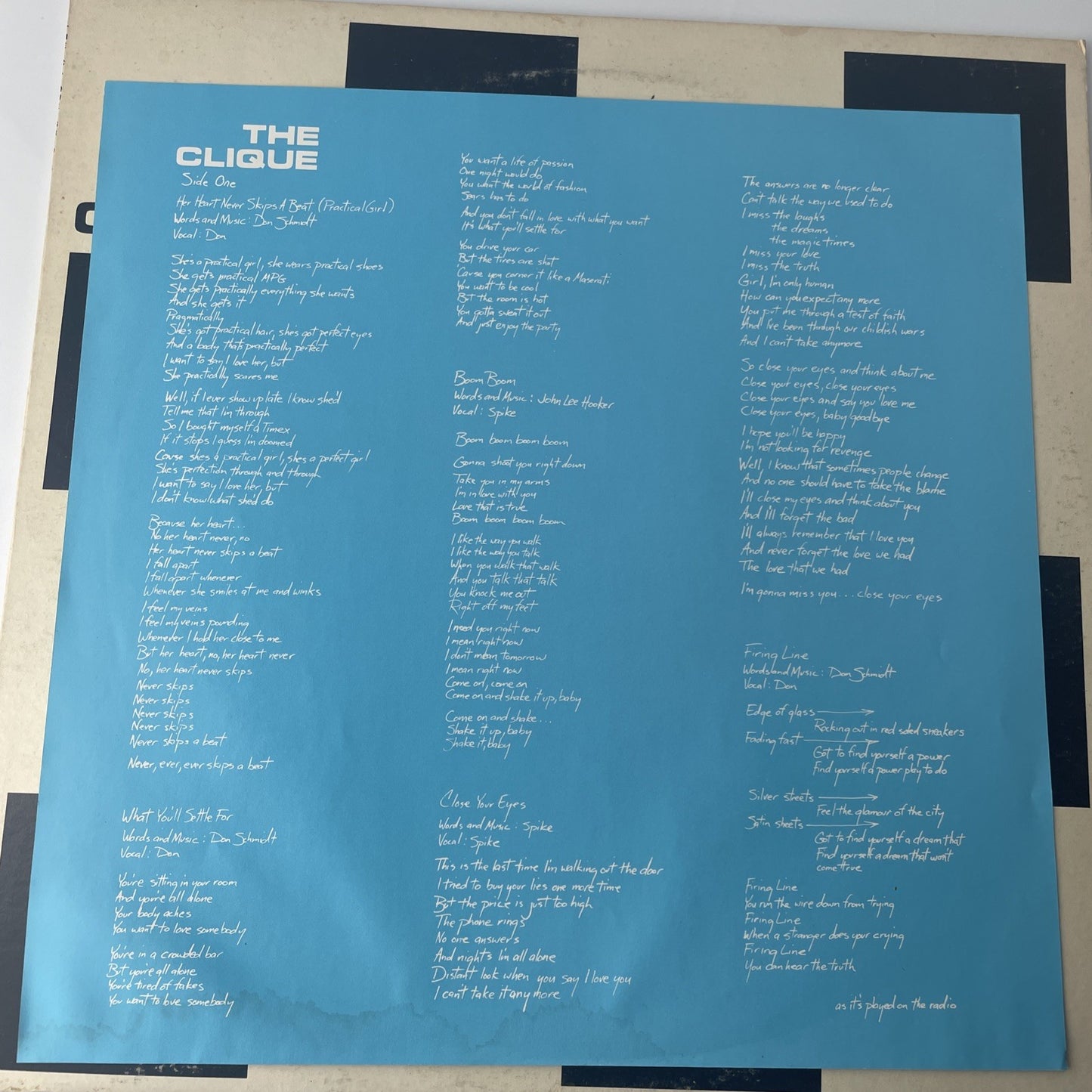 THE CLIQUE Self Titled 1983 LP Graphic GR 1014 + Insert Rare 80s Music Record