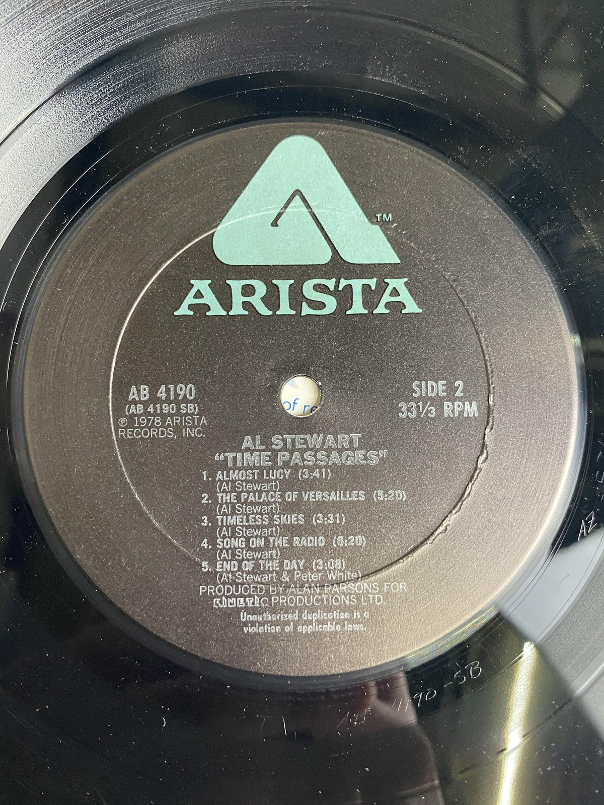 Vintage Al Stewart Time Passages 12" Vinyl LP 1978 Arista Soft Rock Album Pop