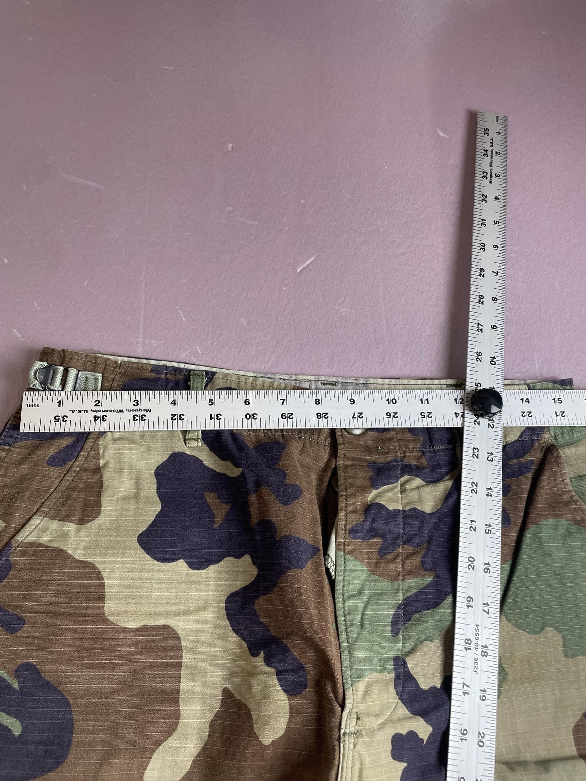 Camo BDU Pants Mens 31x30 Green Woodland Cargo Military Ripstop Army Workwear