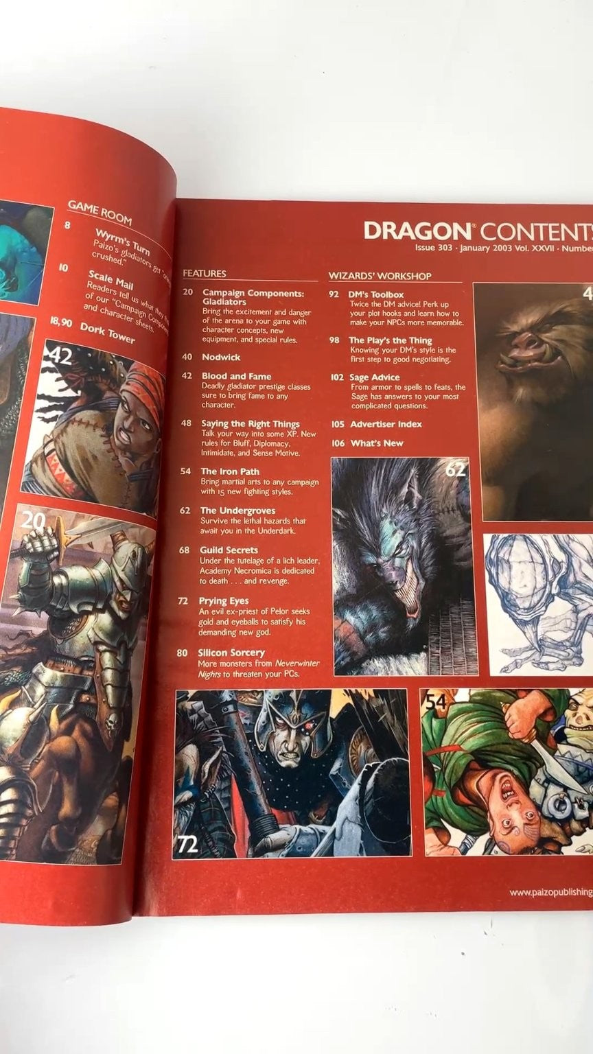Dragon Magazine Issue 303 January 2003 Gladiators Illustrated