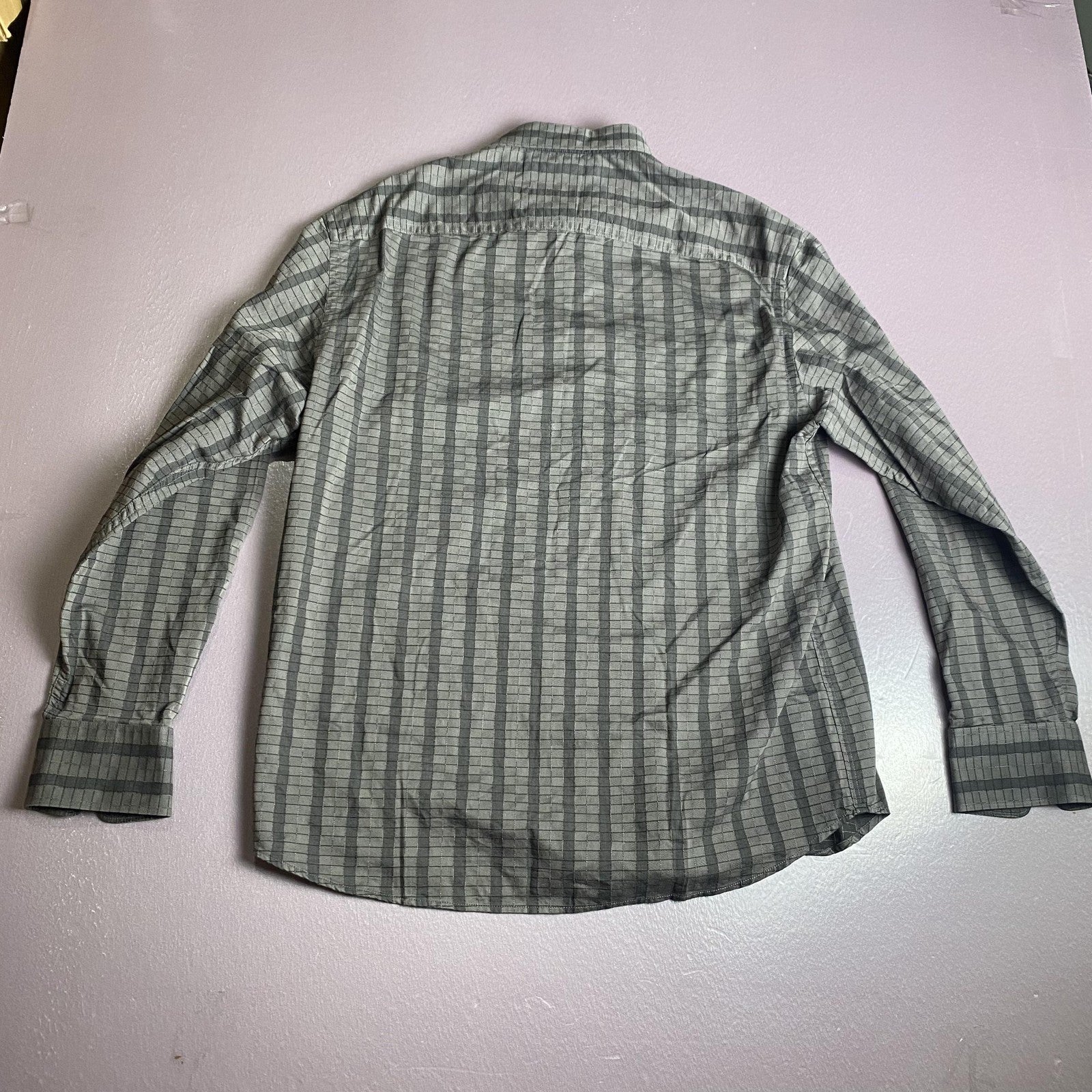 Rocawear Shirt Mens Large Gray Black Plaid Button Down Long Sleeve Casual Retro