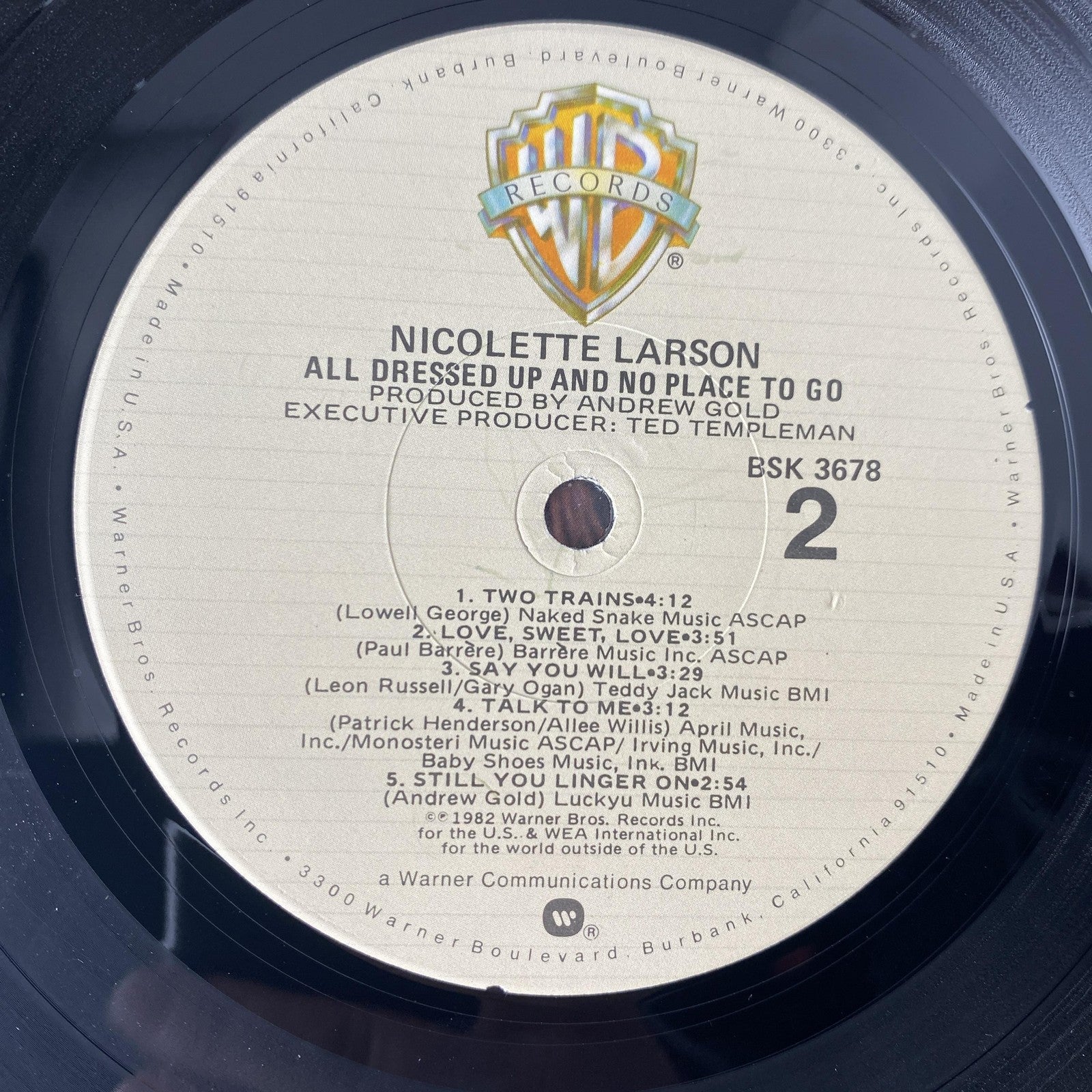 Vintage Nicolette Larson All Dressed Up 12" Black Vinyl LP 1982 Warner Pop Promo