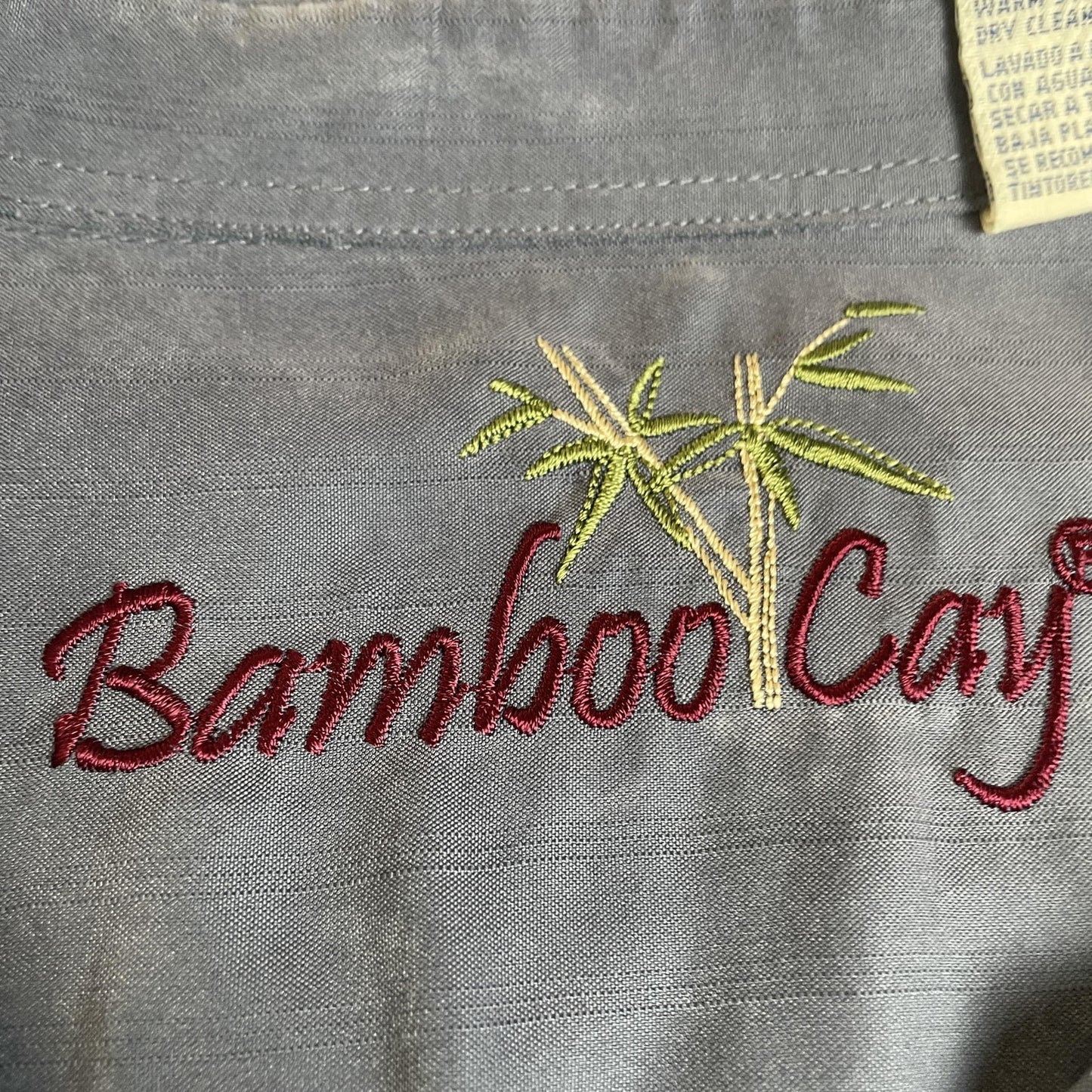 Bamboo Cay Shirt Mens 2XL Gray Embroidered Camp Hawaiian Tropical Button Front