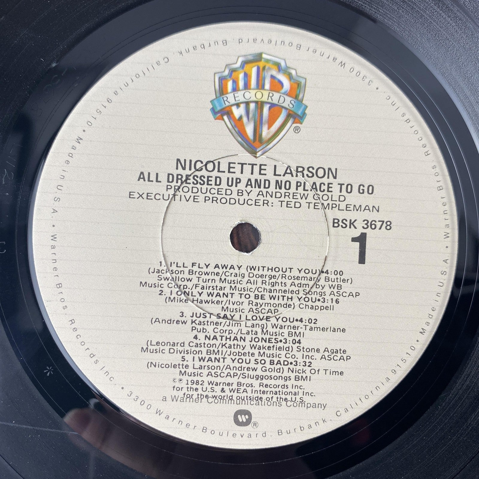 Vintage Nicolette Larson All Dressed Up 12" Black Vinyl LP 1982 Warner Pop Promo