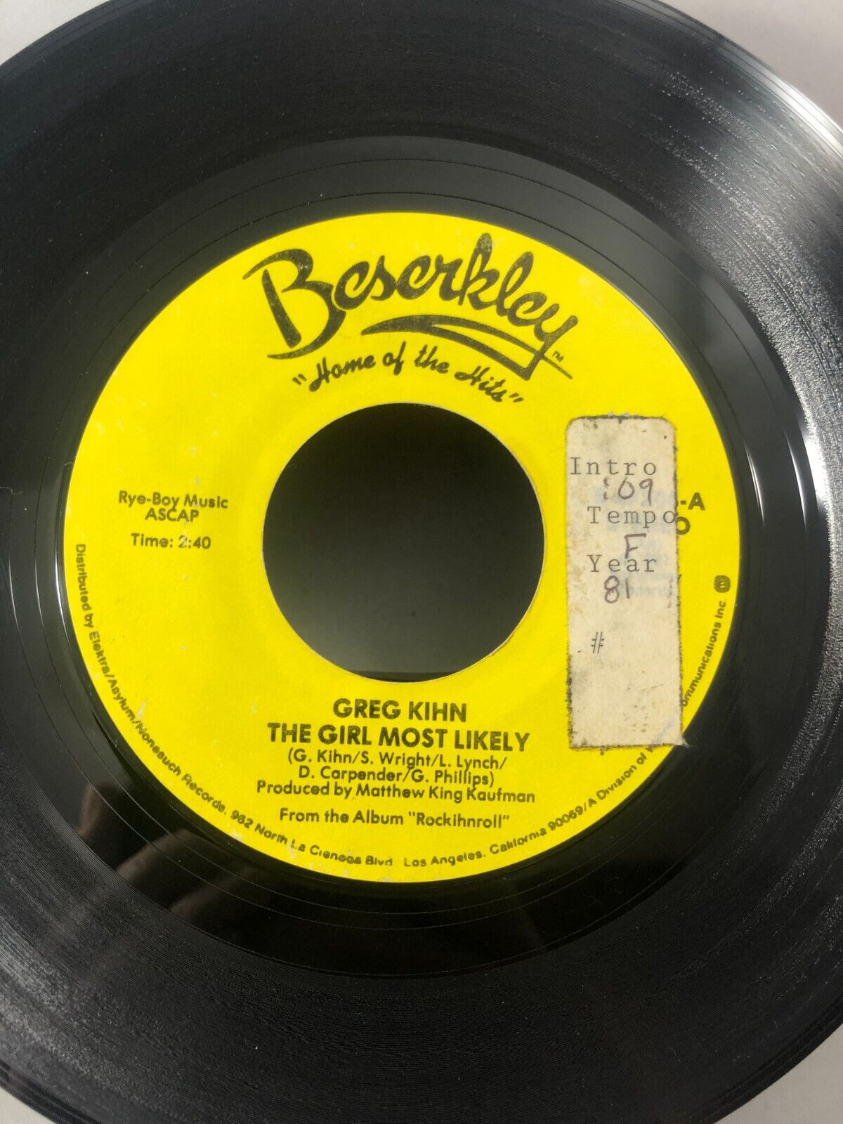 GREG KIHN True Confessions/The Girl M - 45Rpm  - Beserkley 7-69847 - VG - (1983)