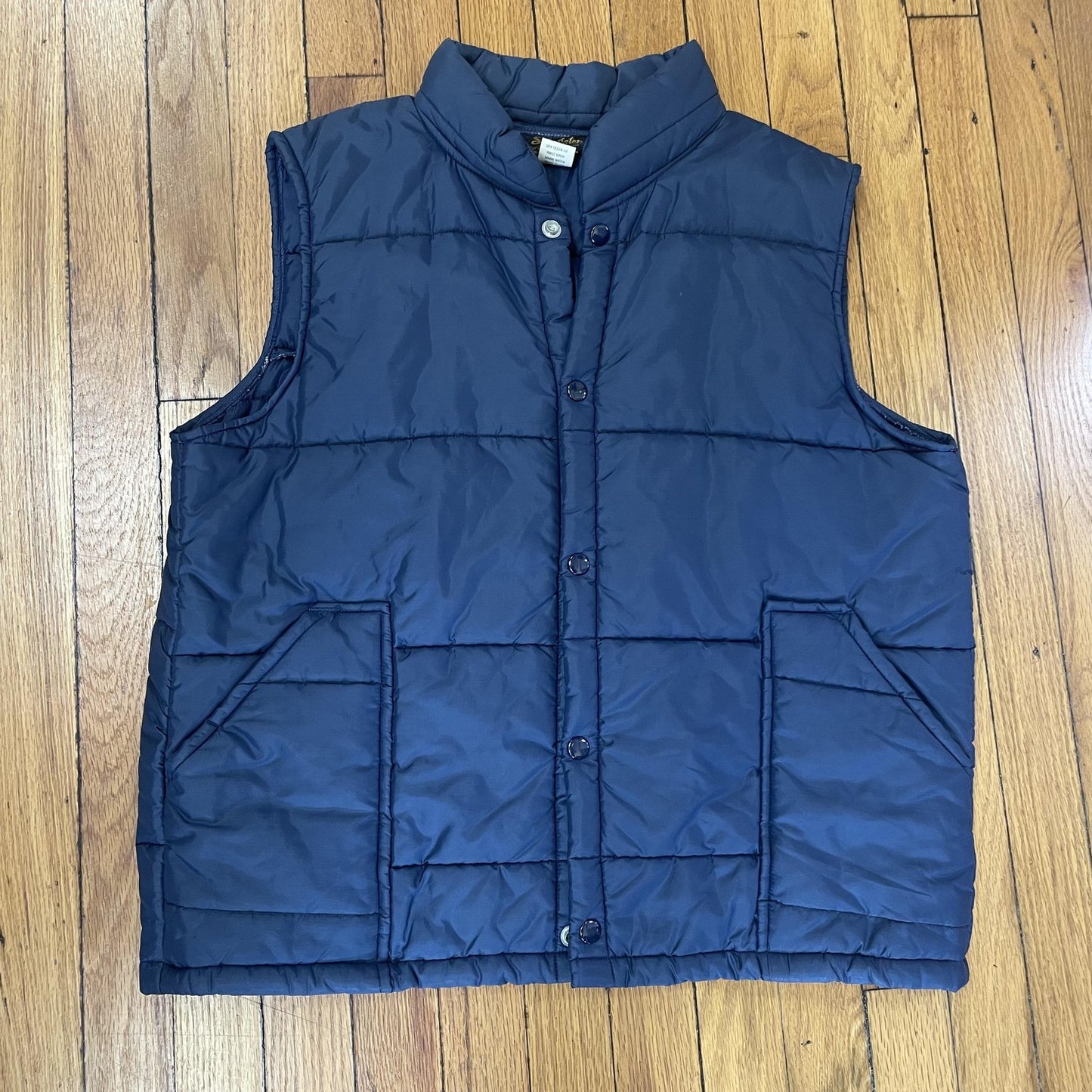 Vintage Swingster Vest Mens Large Blue Quilted Puffer Sleeveless Outdoor 80s USA