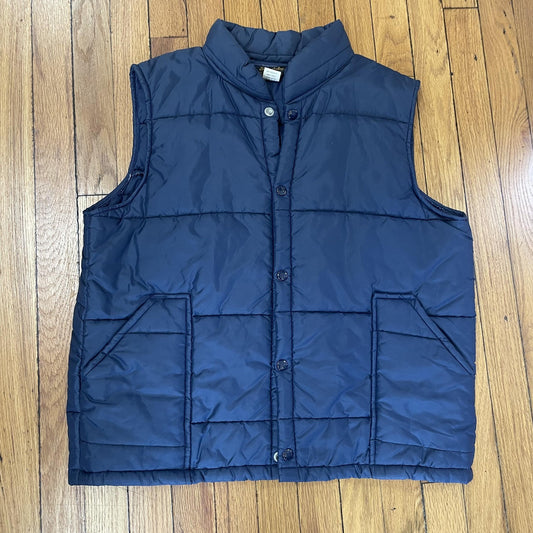 Vintage Swingster Vest Mens Large Blue Quilted Puffer Sleeveless Outdoor 80s USA