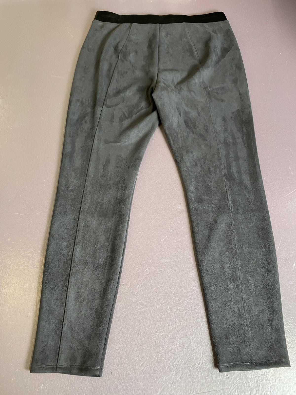 White House Black Market Leggings Womens 10 Gray Faux Suede High Rise Ankle