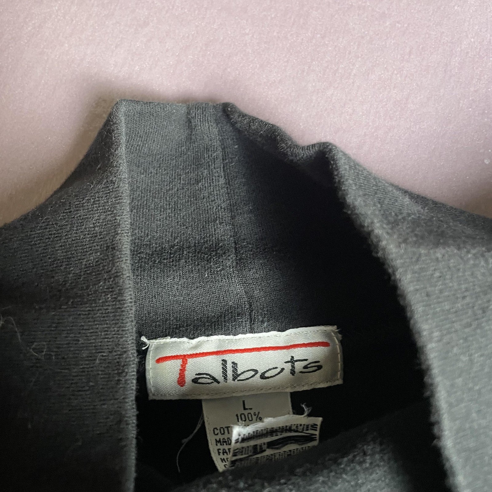 Talbots Shirt Womens Large Black Mock Neck Button Pocket Long Sleeve Tunic Knit