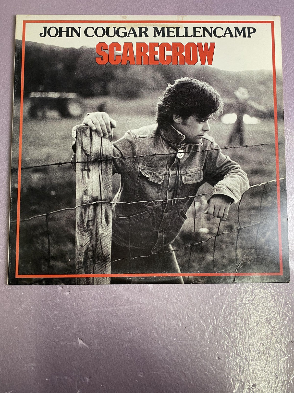 Vintage John Cougar Mellencamp Scarecrow 12" Black Vinyl LP 1985 Riva Rock