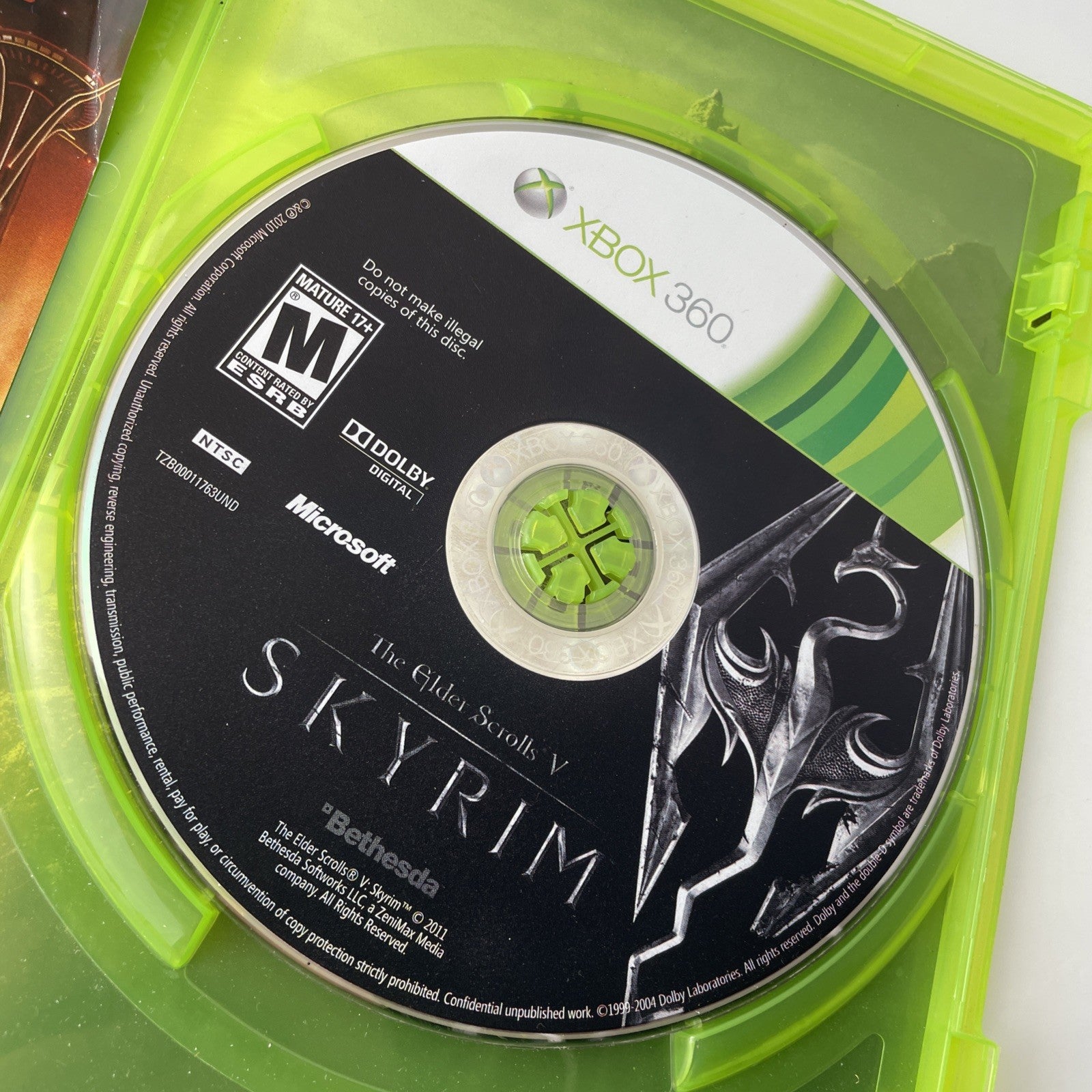 The Elder Scrolls V: Skyrim (Microsoft Xbox 360, 2011) No Manual