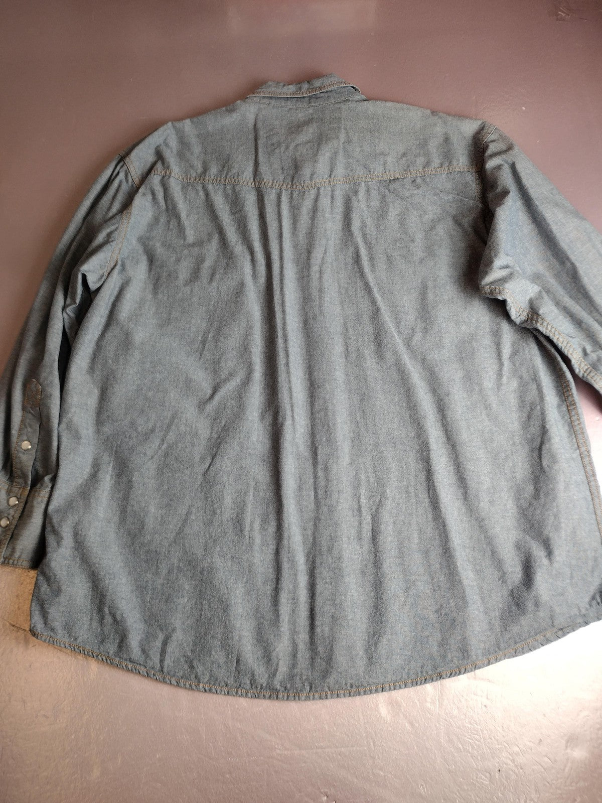 Key Shirt Mens XL Blue Chambray Western Snap Front Long Sleeve Workwear Cotton