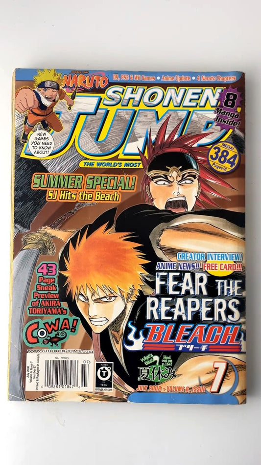 Shonen Jump July 2008 Volume 6 Issue 7 Naruto Bleach Manga NO CARD
