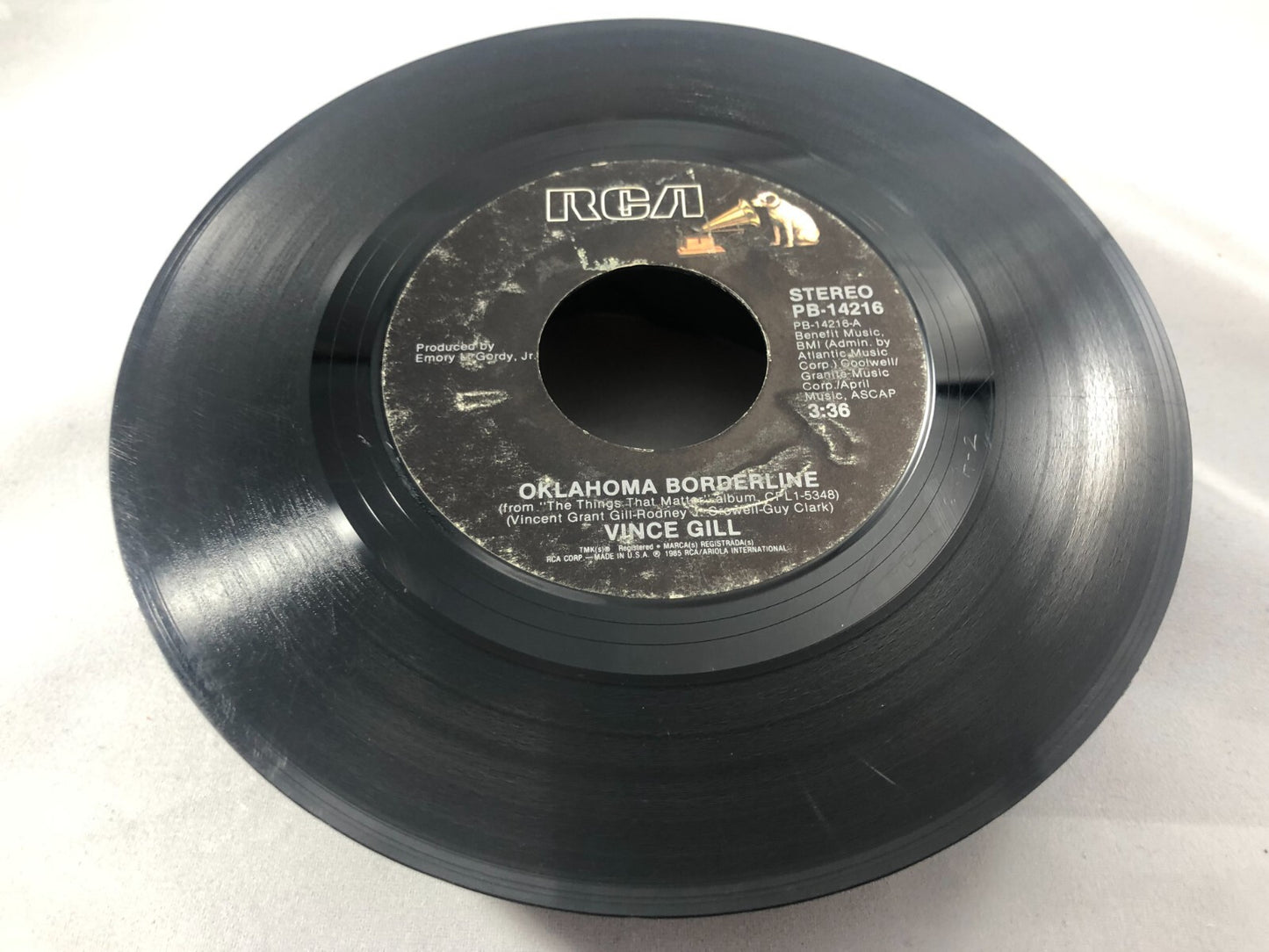 Vince Gill Oklahoma Borderline / She Don't Know Record 45 RPM Vinyl G