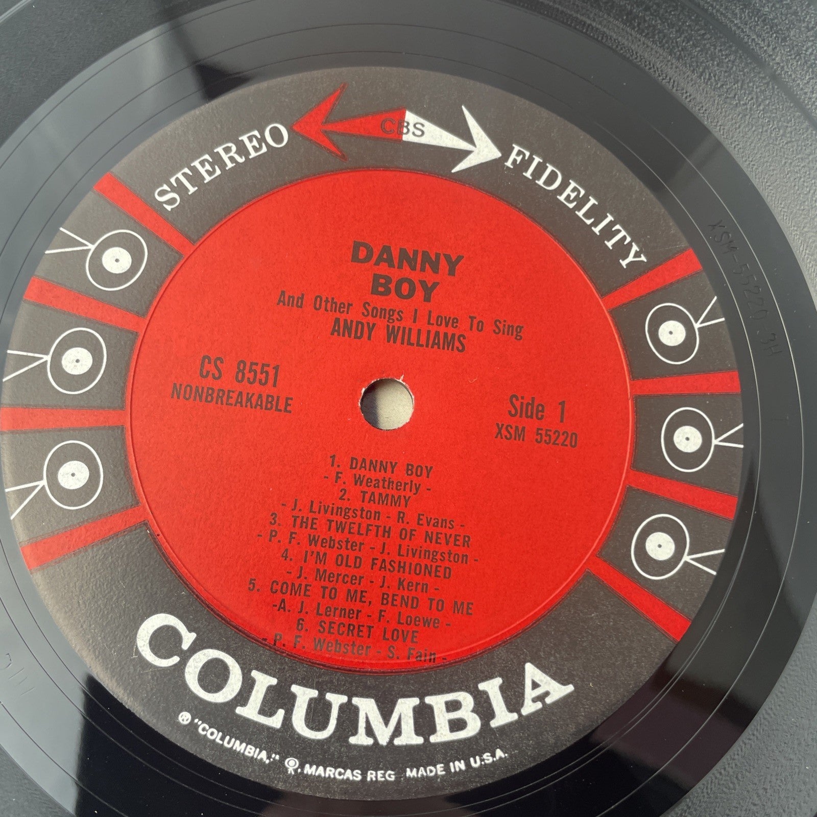 ANDY WILLIAMS-DANNY BOY-LP-VG+-OLD COLUMBIA SIX EYE-TAMMY-MISTY-SECRET LOVE