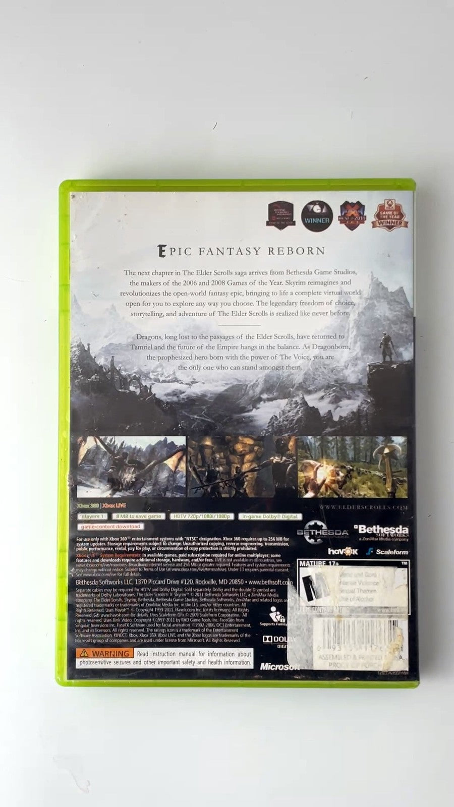 The Elder Scrolls V Skyrim Game of the Year Xbox 360 Video Game TESTED W MAP CIB