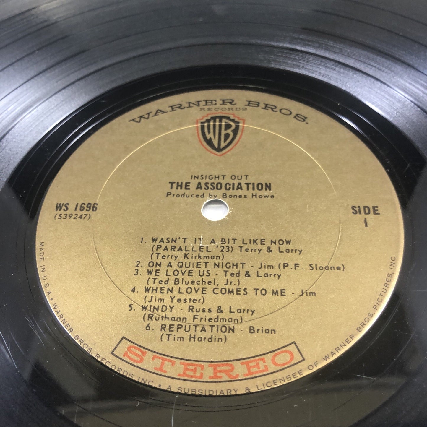 The Association Insight Out Warner Bros WS1696 Stereo 1967 See Pics