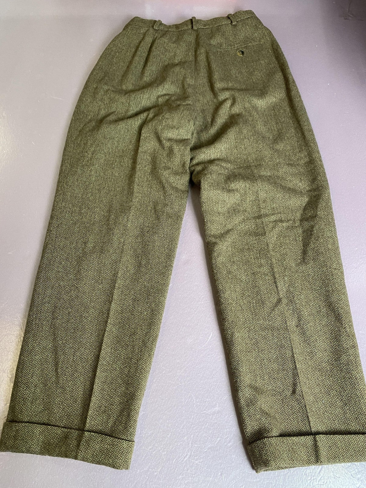 Evan Picone Dress Pants Womens 8 Brown Tweed Herringbone Pleated Cuffed Lined