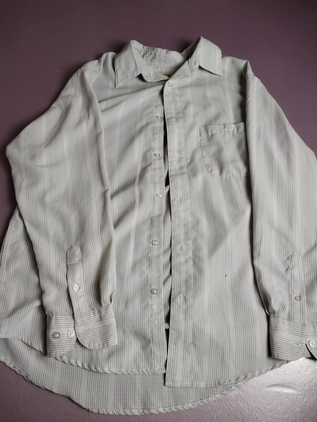 Radar Shirt Mens Large Gray Green Check Button Down Long Sleeve Casual Dress