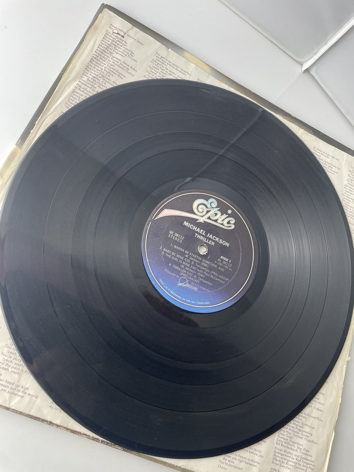 Vintage Michael Jackson Thriller Vinyl LP 1982 Epic QE 38112 Pop Album Insert