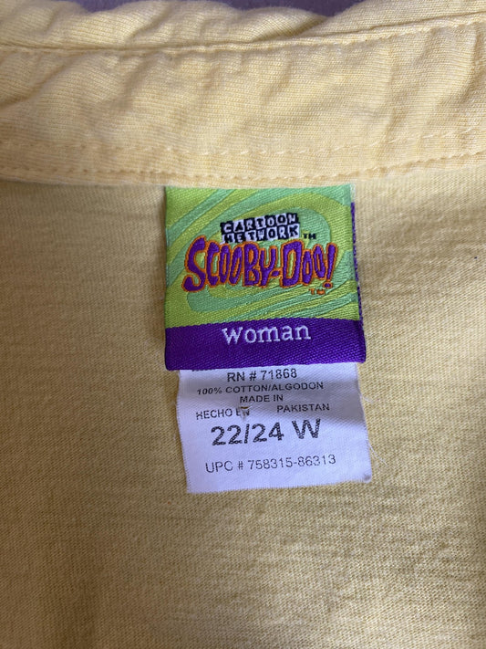 Scooby-Doo Shirt Womens 22/24 Yellow Money Talks Sleeveless Button Front Graphic