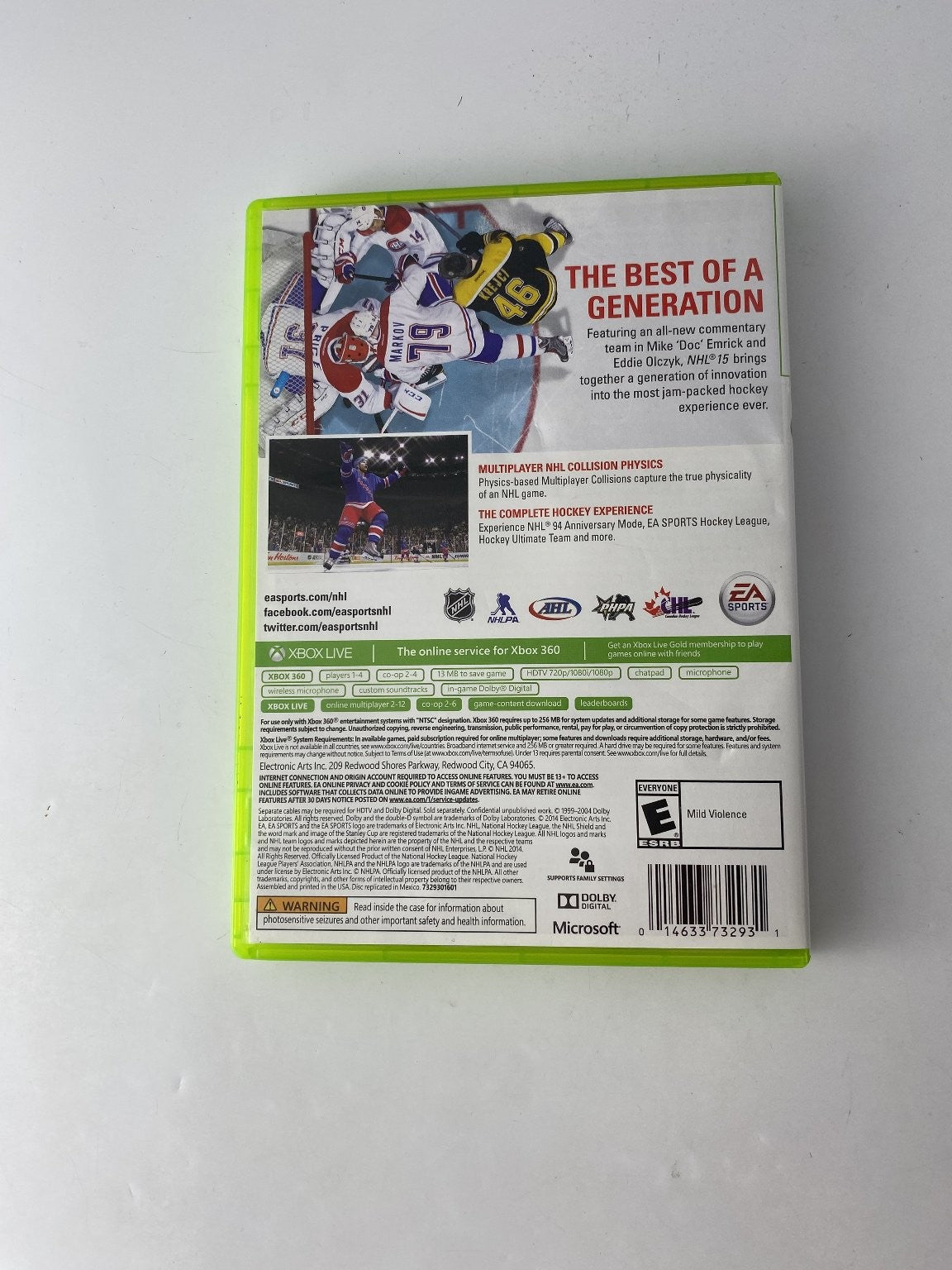 NHL 15 Xbox 360 Video Game Hockey Sports Multiplayer EA