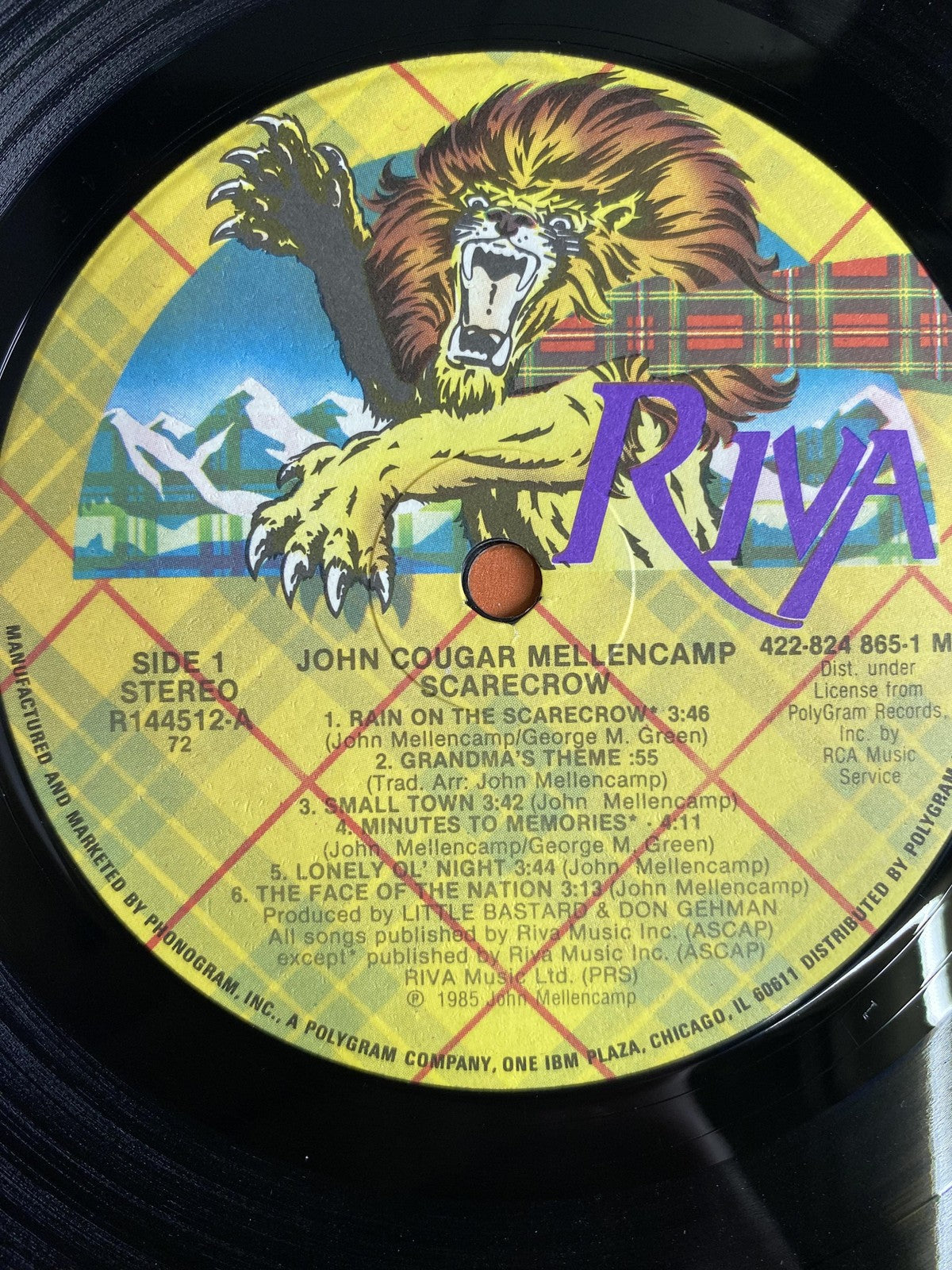 Vintage John Cougar Mellencamp Scarecrow 12" Black Vinyl LP 1985 Riva Rock