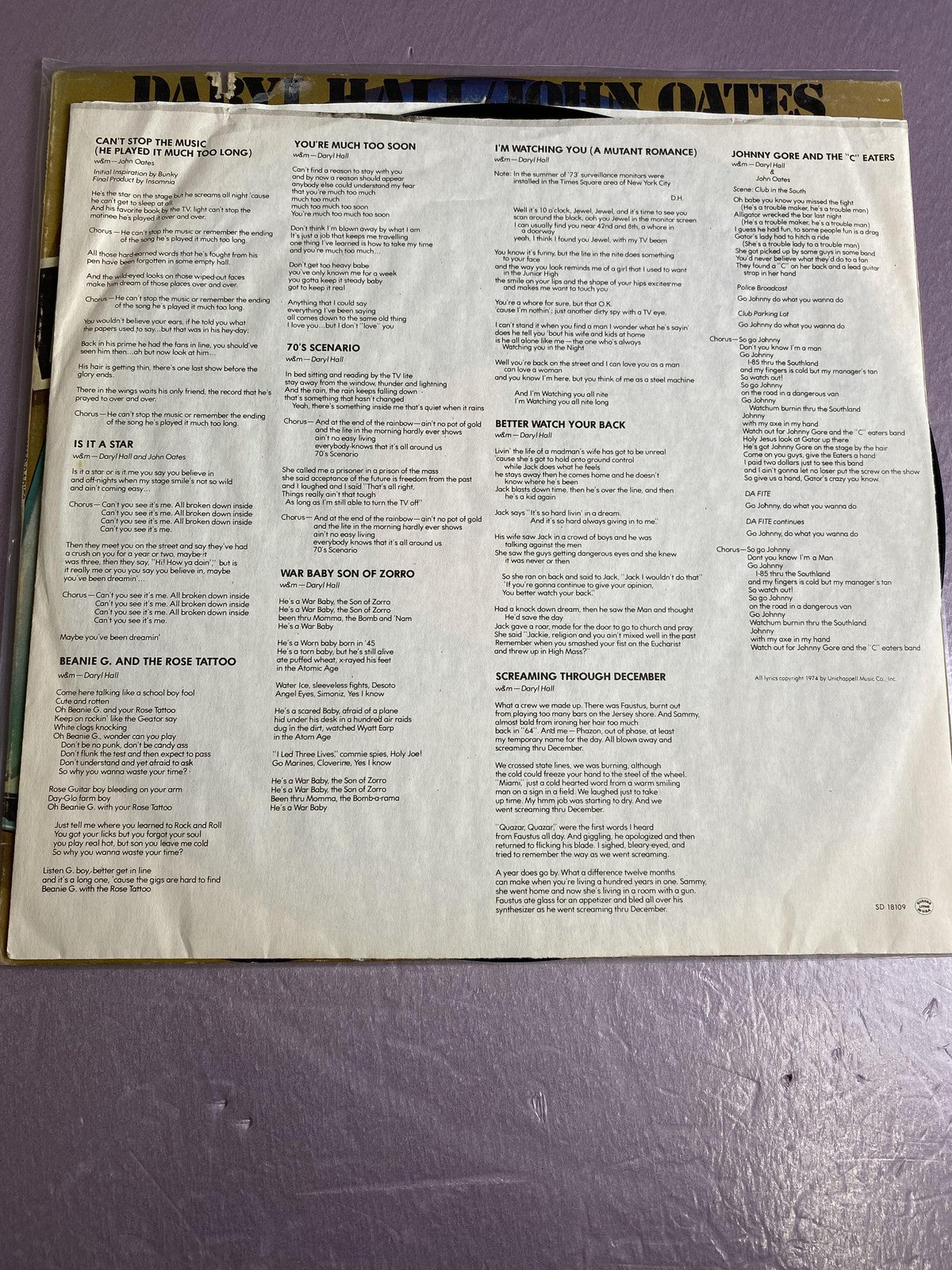 Vintage Daryl Hall John Oates War Babies Vinyl LP 1974 Pop Rock 12" Album Anti