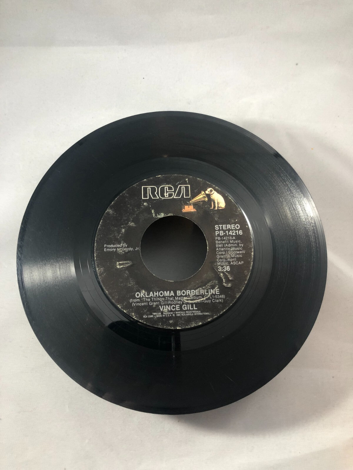 Vince Gill Oklahoma Borderline / She Don't Know Record 45 RPM Vinyl G