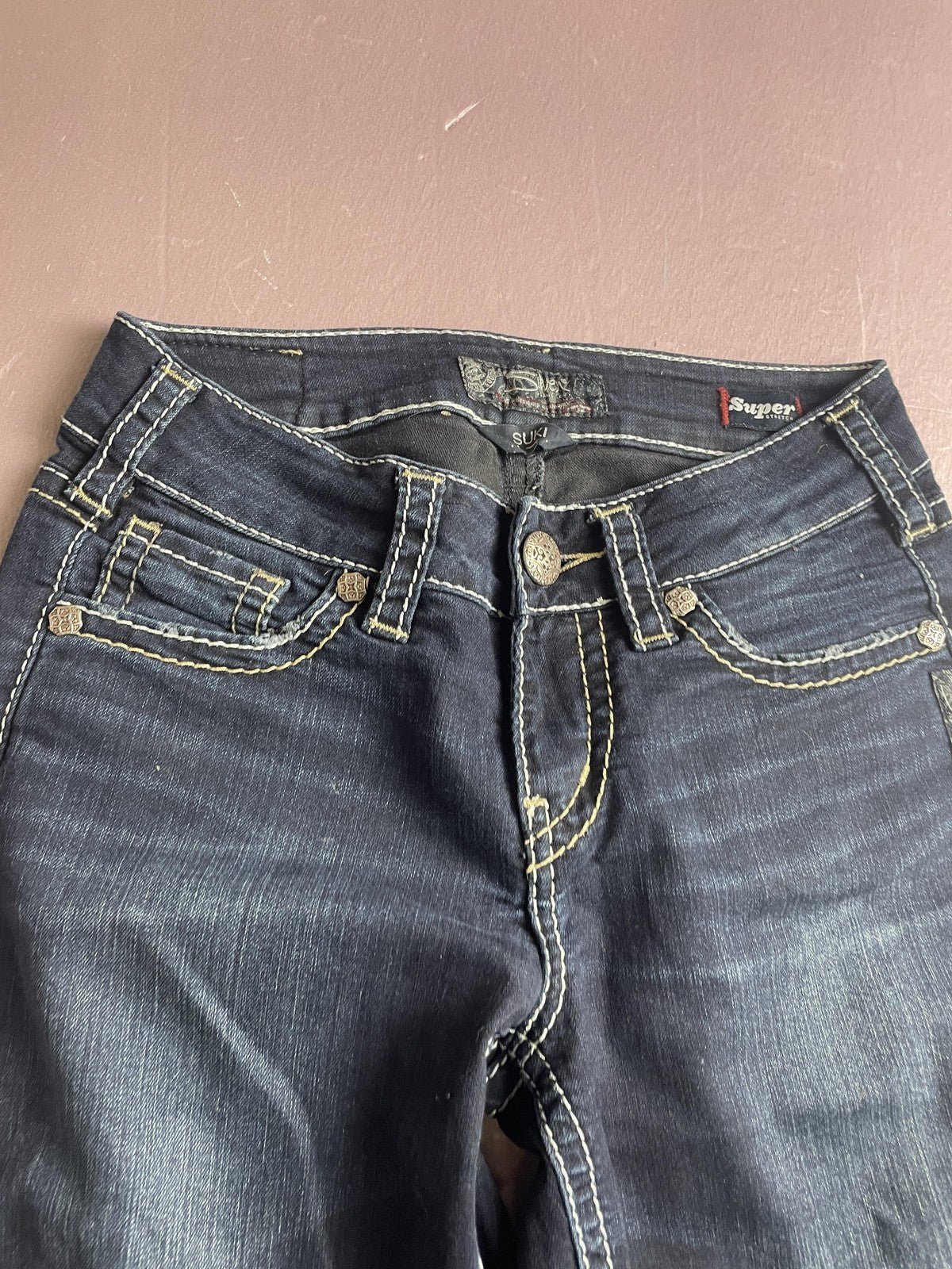 Silver Jeans Co Jeans Womens W26/L31 Blue Suki Mid Skinny Embroidered Dark Wash