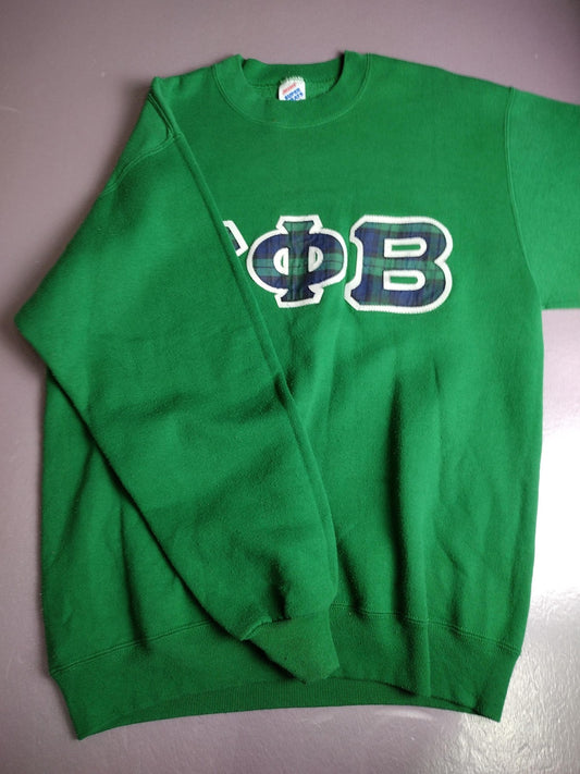 Vintage Gamma Phi Beta Sweatshirt Greek Mens XL Green Jerzees Super Sweats 90s