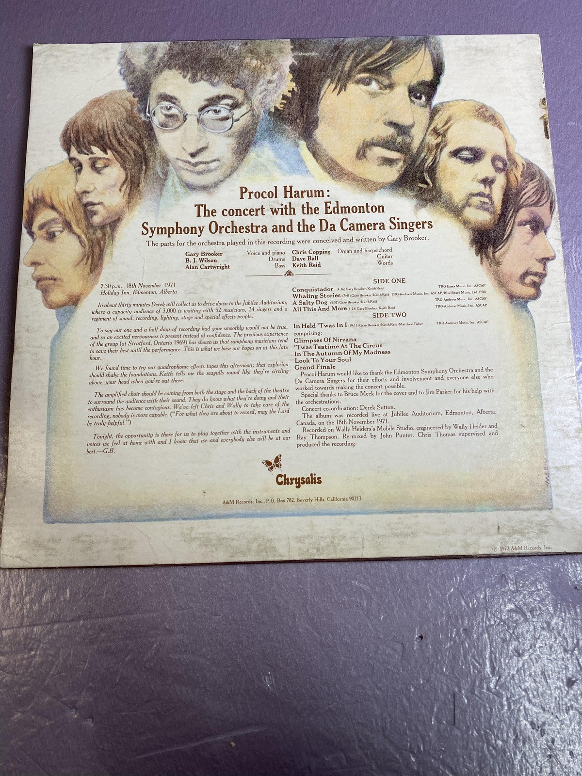 Vintage Procol Harum Live Edmonton Symphony Orch 12" Vinyl LP 1972 AFM Prog Rock