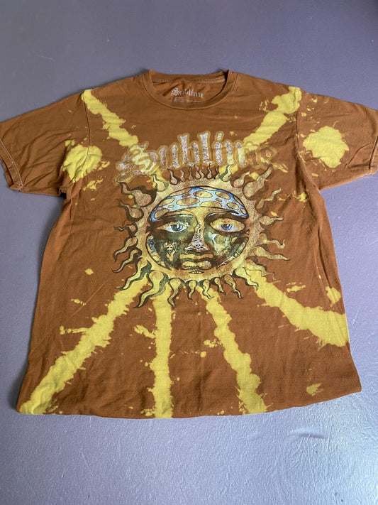 Sublime Shirt Mens Small Brown Tie Dye Sun Graphic Band Rock Reggae Tee T-Shirt
