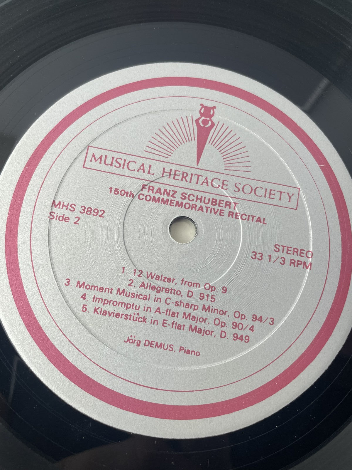 Vintage Franz Schubert 150th Commemorative Recital Vinyl 2xLP Jörg Demus Piano