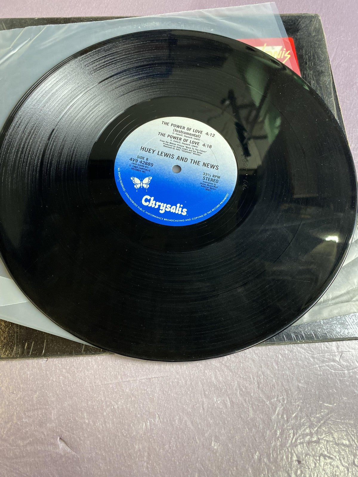 Vintage Huey Lewis & The News Power Of Love 12" Vinyl Chrysalis Rock OST